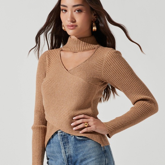 ASTR the Label: Ribbed Mock Neck Ribbed Wrap Sweater - Picture 8 of 9